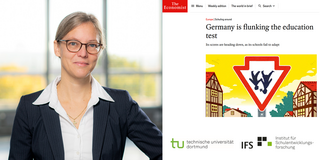 The Economist Photo of Prof. Dr. Nele McElvany next to a screenshot of the article from The Economist