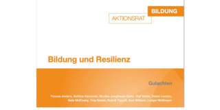 Aktionsrat Bildung Weißorangener Hintergrund mit orangenen Schriftzug "Bildung und Resilienz"