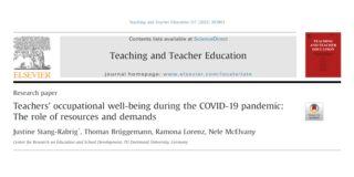 Publikation in Teaching and Teacher Education Cover der Publikation Teachers’ occupational well-being during the COVID-19 pandemic: The role of resources and demands