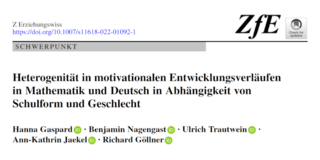 ZfE Heterogenität in motivationalen Entwicklungsverläufen Schwarzer Schriftzug des Publikationtitels Heterogenität in motivationalen Entwicklungsverläufen in Mathematik und Deutsch in Abhängigkeit von Schulform und Geschlecht