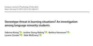 Stereotype Threat Schwarzer Schriftzug des Publikationtitels Stereotype threat in learning situations? An investigation among language minority students