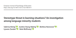 Schwarzer Schriftzug des Publikationtitels Stereotype threat in learning situations? An investigation among language minority students