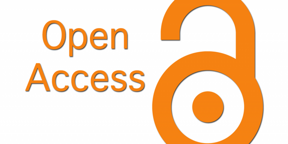 Open Access Orangener Schriftzug Open Access und die orangene Grafik eines offenes Schlosses