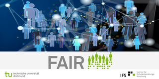 Logo von FAIR mit symbolisch vernetzten Personenikonen