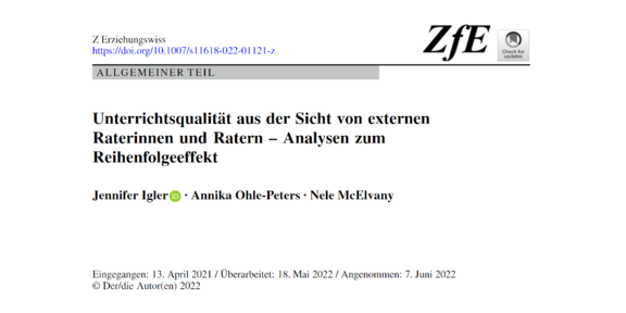 Schwarzer Schriftzug des Publikationtitels Unterrichtsqualität aus der Sicht von externen Raterinnen und Ratern – Analysen zum Reihenfolgeeffekt