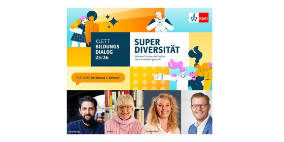 Einladungskarte des Klett Bildungsdialog 2025 mit den verschiedenen Sprecher*innen.